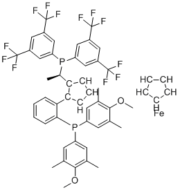 structure of CAS# 849925-20-8, 2-{2-[双(4-甲氧基-3,5-二甲基苯基)膦基]苯基}环戊二烯-2,4-二烯-1-基 环戊二烯-2,4-二烯-1-基 (1:1:1)