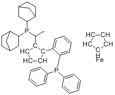 CAS # 849925-29-7, Walphos SL-W022-1, (1S)-1-[(1R)-1-[Bis(bicyclo[2.2.1]hept-2-yl)phosphino]ethyl]-2-[2-(diphenylphosphino)phenyl]ferrocene