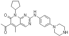 CAS # 850848-40-7, 6-Acetyl-8-cyclopentyl-5-methyl-2-[[4-(1-piperazinyl)phenyl]amino]pyrido[2,3-d]pyrimidin-7(8H)-one