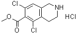 structure of CAS# 851784-90-2, 5,7-Dichloro-1,2,3,4-tetrahydro-6-isoquinolinecarboxylic acid methyl ester hydrochloride