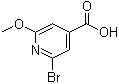 structure of CAS# 853029-93-3, 2-溴-6-甲氧基-4-吡啶羧酸