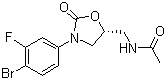 structure of CAS# 856677-05-9, (5S)-N-[3-(4-Bromo-3-fluorophenyl)-2-oxooxazolidin-5-ylmethyl]acetamide