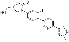 CAS # 856866-72-3, 3-[3-Fluoro-4-[6-(2-methyl-2H-tetrazol-5-yl)-3-pyridinyl]phenyl]-5-(hydroxymethyl)-2-oxazolidinone, Torezolid