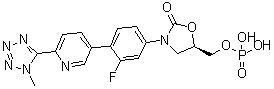 CAS 登录号：856867-56-6, (5R)-3-[3-氟-4-[6-(1-甲基-1H-四唑-5-基)-3-吡啶基]苯基]-5-[(磷酰氧基)甲基]-2-恶唑烷酮