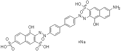CAS # 85749-99-1, 3-[[4'-[(6-Amino-1-hydroxy-3-sulfo-2-naphthalenyl)azo][1,1'-biphenyl]-4-yl]azo]-4-hydroxy-2,7-naphthalenedisulfonic acid sodium salt