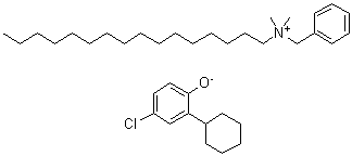 CAS 登录号：85851-66-7, N-十六烷基-N,N-二甲基苯甲铵 4-氯-2-环己基苯酚盐