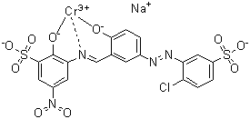 CAS # 85958-83-4, Sodium [3-[[[5-[(2-chloro-5-sulfophenyl)azo]-2-hydroxyphenyl]methylene]amino]-2-hydroxy-5-nitrobenzenesulfonato]chromate