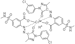 CAS # 85959-80-4, 2-[[1-(3-Chlorophenyl)-4,5-dihydro-3-methyl-5-oxo-1H-pyrazol-4-yl]azo]-5-[(methylamino)sulfonyl]benzoic acid chromium complex