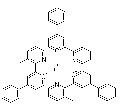 CAS 登录号：861144-71-0, 三[2-(3-甲基吡啶-2-基)(4-苯基)苯]合铱