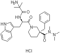 CAS # 861998-00-7, Anamorelin hydrochloride, (3R)-1-(2-Methylalanyl-D-tryptophyl)-3-(phenylmethyl)-3-piperidinecarboxylic acid trimethylhydrazide monohydrochloride, RC 1291 HCl, RC 1291 hydrochloride
