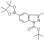 structure of CAS# 864770-82-1, 1-N-Boc-3-methyl-indazole-5-boronic acid pinacol ester