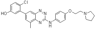 CAS 登录号：867334-05-2, 4-氯-3-[5-甲基-3-[[4-[2-(1-吡咯烷基)乙氧基]苯基]氨基]-1,2,4-苯并三嗪-7-基]苯酚