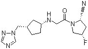 CAS # 868771-57-7, Melogliptin, (2S,4S)-4-Fluoro-1-[2-[[(1R,3S)-3-(1H-1,2,4-triazol-1-ylmethyl)cyclopentyl]amino]acetyl]-2-pyrrolidinecarbonitrile
