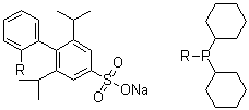structure of CAS# 870245-84-4, Sodium 2'-(dicyclohexylphosphino)-2,6-diisopropylbiphenyl-4-sulfonate