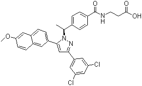 structure of CAS# 870823-12-4, N-[4-[(1S)-1-[3-(3,5-Dichlorophenyl)-5-(6-methoxy-2-naphthalenyl)-1H-pyrazol-1-yl]ethyl]benzoyl]-beta-alanine