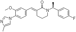 structure of CAS# 870843-42-8, (E)-1-[(1S)-1-(4-氟苯基)乙基]-3-[3-甲氧基-4-(4-甲基-1H-咪唑-1-基)亚苄基]哌啶-2-酮