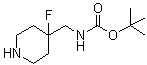 structure of CAS# 871022-62-7, 4-[(tert-Butoxycarbonylamino)methyl]-4-fluoropiperidine