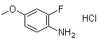 structure of CAS# 874959-93-0, 2-Fluoro-4-methoxyaniline hydrochloride