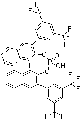 structure of CAS# 878111-17-2, (11bS)-2,6-Bis[3,5-bis(trifluoromethyl)phenyl]-4-hydroxy-dinaphtho[2,1-d:1',2'-f][1,3,2]dioxaphosphepin 4-oxide