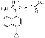 structure of CAS# 878671-98-8, 2-[[5-氨基-4-(4-环丙基萘-1-基)-4H-1,2,4-三唑-3-基]硫代]乙酸甲酯
