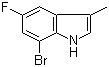 structure of CAS# 883001-24-9, 7-Bromo-5-fluoro-3-methyl-1H-indole