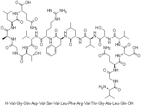 CAS 登录号：884648-17-3, L-缬氨酰甘氨酰-L-谷氨酰胺酰-L-alpha-天冬氨酰-L-缬氨酰-L-丝氨酰-L-缬氨酰-L-亮氨酰-L-苯丙氨酰-L-精氨酰-L-缬氨酰-L-苏氨酰甘氨酰-L-丙氨酰-L-亮氨酰-L-谷氨酰胺