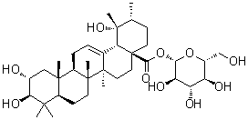 CAS # 88515-58-6, Rosamultin, (+)-Rosamultin, 28-Glucosyltormentate, 2alpha,3beta,19alpha-Trihydroxylurs-12-en-28-oic acid-28-O-beta-D-glucopyranoside, Glucosyl tormentate, Kajichgoside f1, Tormentic acid 28-O-glucosyl ester, Ursolazuroside 1