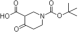 structure of CAS# 885274-97-5, 1-(叔丁氧羰基)-4-氧代哌啶-3-羧酸