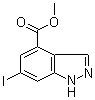 structure of CAS# 885519-74-4, 6-碘-1H-吲唑-4-羧酸甲酯
