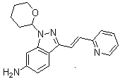 structure of CAS# 886230-76-8, (E)-3-[2-(吡啶-2-基)乙烯基]-1-(四氢-2H-吡喃-2-基)-1H-吲唑-6-胺