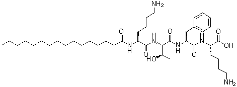 CAS 登录号：887140-79-6, N2-(1-氧代十六烷基)-L-赖氨酰-L-苏氨酰-L-苯丙氨酰-L-赖氨酸