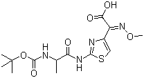 CAS # 88970-81-4, 2-[2-(Boc-L-alanyl)aminothaizol-4-yl]-2-methoxyimino acetic acid, [S-(Z)]-2-[[2-[[(1,1-Dimethylethoxy)carbonyl]amino]-1-oxopropyl]amino]-alpha-(methoxyimino)-4-thiazoleacetic acid