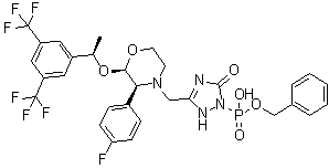 CAS 登录号：889852-02-2, [3-[[(2R,3S)-2-[(1R)-1-[3,5-二(三氟甲基)苯基]乙氧基]-3-(4-氟苯基)-4-吗啉基]甲基]-2,5-二氢-5-氧代-1H-1,2,4-三唑-1-基]膦酸单苄基酯