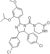 structure of CAS# 890090-75-2, 4-[[4,5-双(4-氯苯基)-4,5-二氢-2-[4-甲氧基-2-(1-甲基乙氧基)苯基]-1H-咪唑-1-基]羰基]-2-哌嗪酮