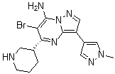 structure of CAS# 891494-63-6, 6-溴-3-(1-甲基-1H-吡唑-4-基)-5-(3R)-3-哌啶基吡唑并[1,5-a]嘧啶-7-胺