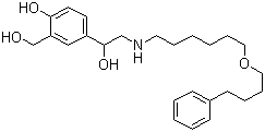 CAS # 89365-50-4, Salmeterol, 2-(Hydroxymethyl)-4-[1-hydroxy-2-[6-(4-phenylbutoxy)hexylamino] ethyl]-phenol