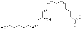CAS # 89614-44-8, (5Z,8Z,10E,12S,14Z)-12,20-Dihydroxy-5,8,10,14-eicosatetraenoic acid, 12S,20-Dihydroxy-5,8,10,14-(Z,Z,E,Z)-eicosatetraenoic acid