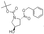 structure of CAS# 89813-47-8, N-(tert-Butoxycarbonyl)-4-hydroxyproline benzyl ester