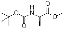 structure of CAS# 91103-47-8, N-(tert-Butoxycarbonyl)-D-alanine methyl ester