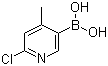 structure of CAS# 913836-08-5, 2-Chloro-4-methylpyridine-5-boronic acid