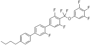 CAS # 914087-74-4, 4''-Butyl-4-[difluoro(3,4,5-trifluorophenoxy)methyl]-2',3,5-trifluoro-1,1':4',1''-terphenyl, 4-BB(F)B(F,F)XB(F,F)-F, PGUQU 4F