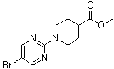 structure of CAS# 914347-01-6, 1-(5-Bromopyrimidin-2-yl)piperidine-4-carboxylic acid methyl ester
