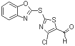 structure of CAS# 914348-74-6, 2-(2-Benzoxazolylthio)-4-chloro-5-thiazolecarboxaldehyde