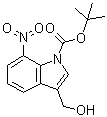 structure of CAS# 914349-15-8, 3-(Hydroxymethyl)-7-nitro-1H-indole-1-carboxylic acid 1,1-dimethylethyl ester