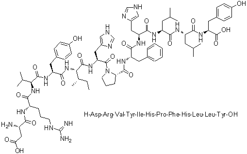CAS # 914910-73-9, alpha-Protensin (rat), L-alpha-Aspartyl-L-arginyl-L-valyl-L-tyrosyl-L-isoleucyl-L-histidyl-L-prolyl-L-phenylalanyl-L-histidyl-L-leucyl-L-leucyl-L-tyrosine, Angiotensin(1-12), Proangiotensin-12, Rat angiotensin-(1-12)