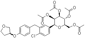 structure of CAS# 915095-99-7, (1S)-1,5-脱水-1-C-[4-氯-3-[[4-[[(3S)-四氢-3-呋喃基]氧基]苯基]甲基]苯基]-D-山梨糖醇四乙酸酯