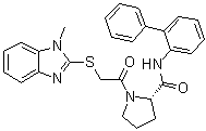 structure of CAS# 916141-36-1, (2S)-N-[1,1'-联苯]-2-基-1-[2-[(1-甲基-1H-苯并咪唑-2-基)硫基]乙酰基]-2-吡咯烷甲酰胺