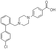 structure of CAS# 916204-05-2, 4-[4-(4'-Chlorobiphenyl-2-ylmethyl)piperazin-1-yl]benzoic acid
