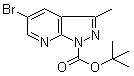 structure of CAS# 916258-24-7, tert-Butyl 5-bromo-3-methyl-1H-pyrazolo[3,4-b]pyridine-1-carboxylate