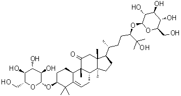 CAS # 918972-06-2, 11-Oxomogroside II E, (3beta,9beta,10alpha,24R)-3,24-Bis(beta-D-glucopyranosyloxy)-25-hydroxy-9-methyl-19-norlanost-5-en-11-one
